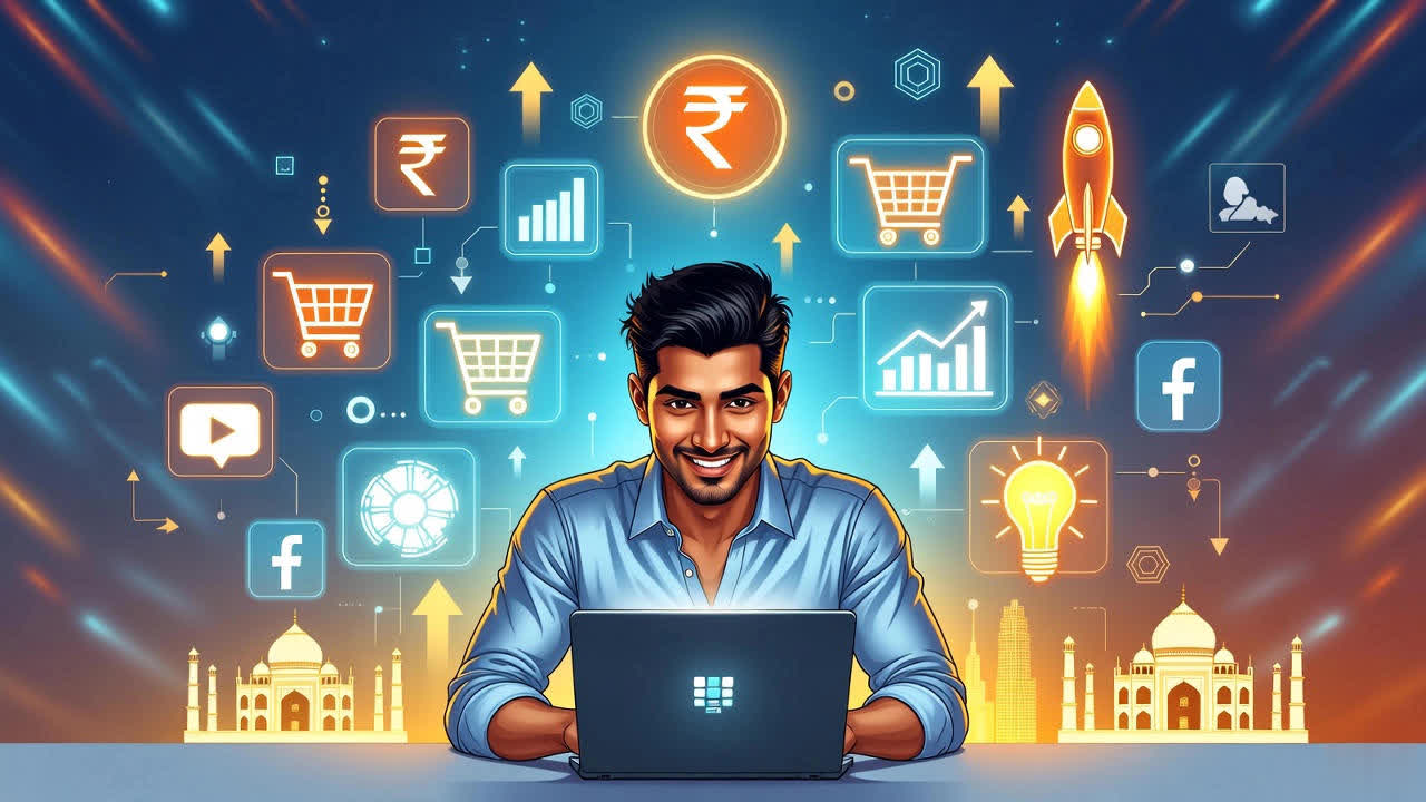 Person working on digital marketing strategies.