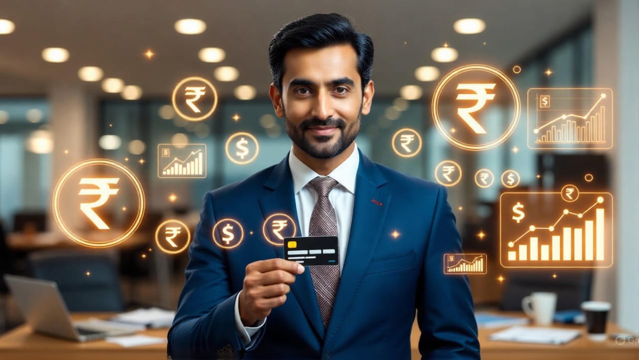 Businessman with financial graphics background