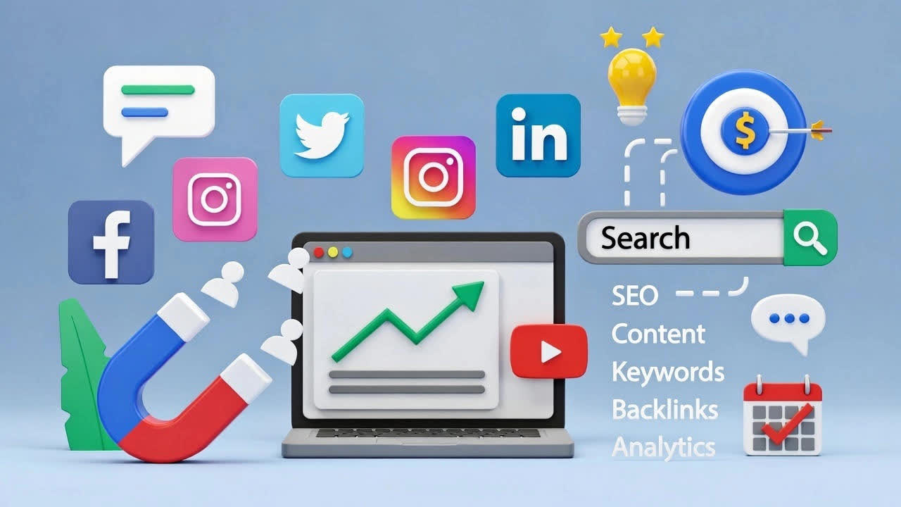 Digital marketing and SEO concepts illustration